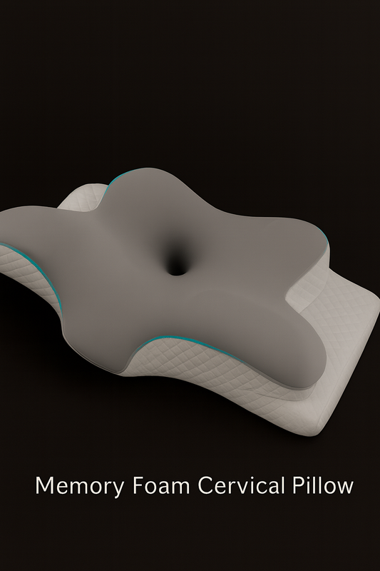 Memory Foam Cervical Pillow – Butterfly Shaped Slow Rebound Neck Support Pillow, Ergonomic Cow Horn Design, Soft Cotton Cover for Bedding & Office Use