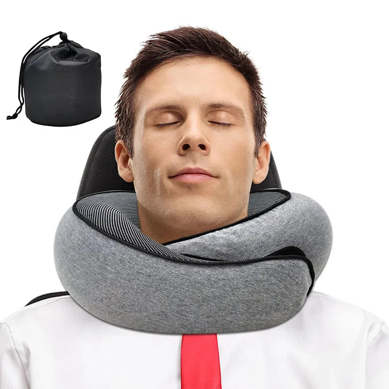 Experience Ultimate Comfort with Our Adjustable U-Shaped Travel Neck Pillow - Perfect Memory Foam Support for Your Noon Break!