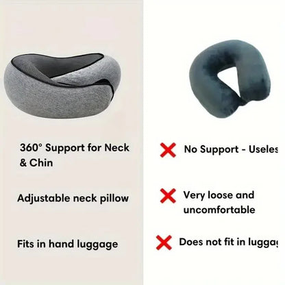 Experience Ultimate Comfort with Our Adjustable U-Shaped Travel Neck Pillow - Perfect Memory Foam Support for Your Noon Break!