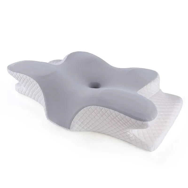 Memory Foam Cervical Pillow – Butterfly Shaped Slow Rebound Neck Support Pillow, Ergonomic Cow Horn Design, Soft Cotton Cover for Bedding & Office Use
