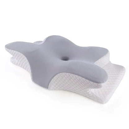 Memory Foam Cervical Pillow – Butterfly Shaped Slow Rebound Neck Support Pillow, Ergonomic Cow Horn Design, Soft Cotton Cover for Bedding & Office Use